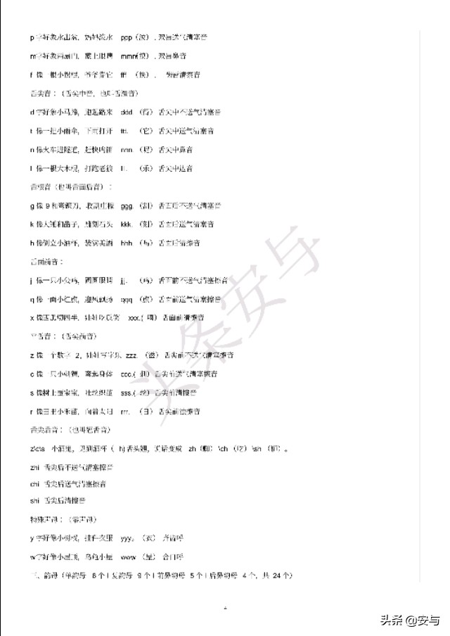 作业模板汉语拼音声母和韵母表,汉语拼音拼读全表带声调