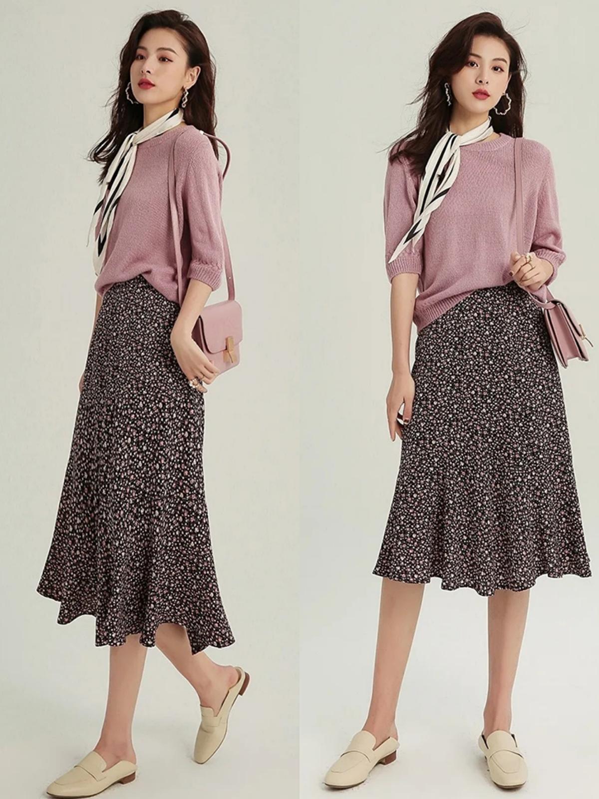 冬天的碎花裙怎么穿搭更好看,春天碎花开叉裙