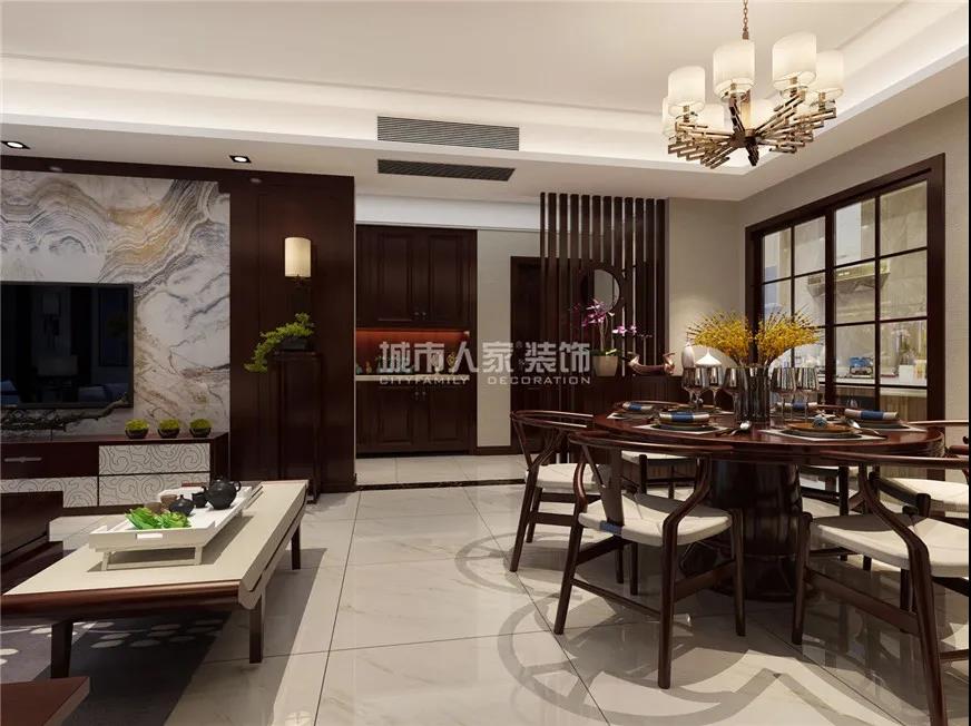 黄海城市花园126㎡新中式风格，展现精致而有细腻得生活