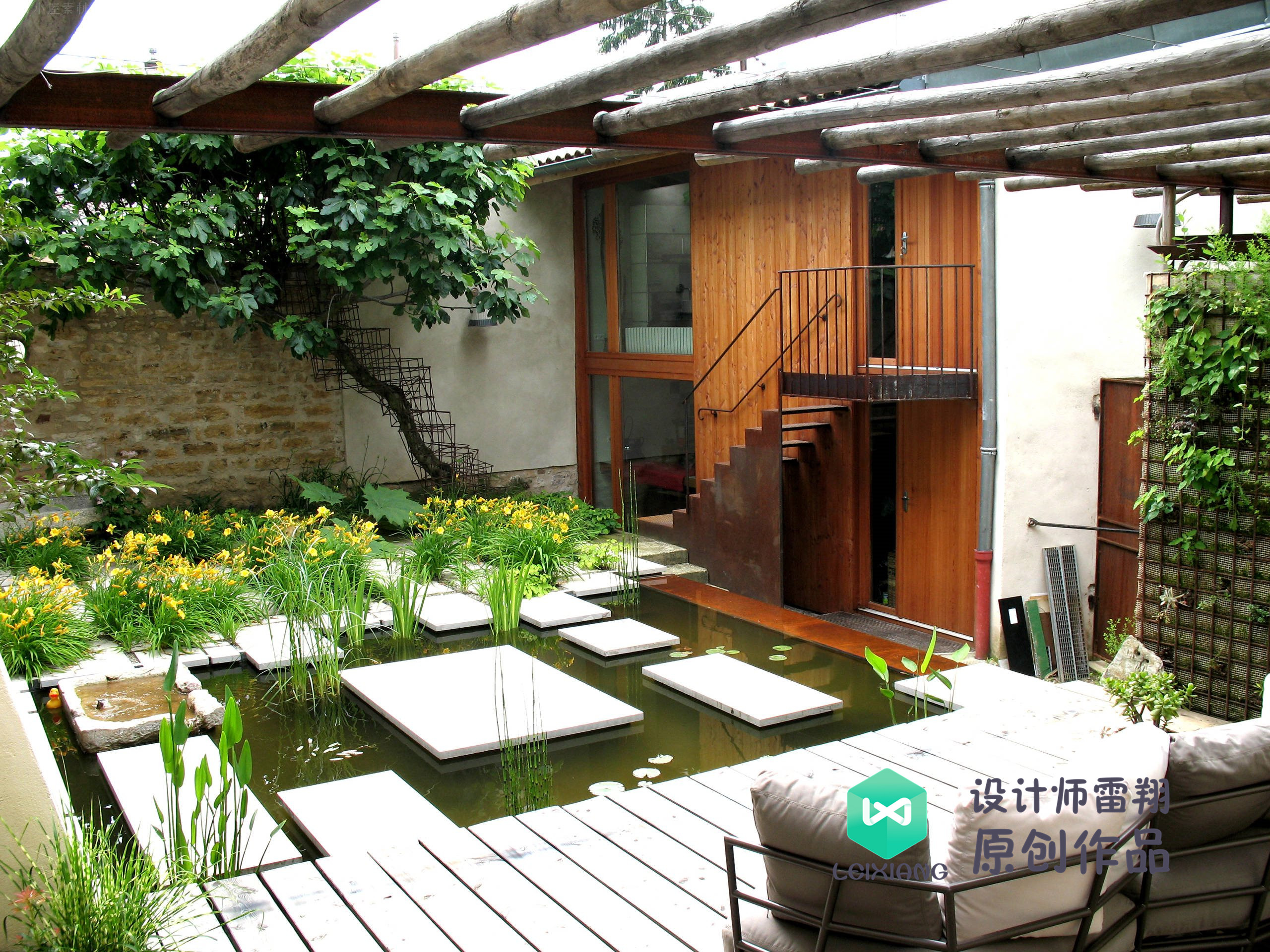 庭院防腐木颜色搭配效果图,庭院怎么铺装防腐木