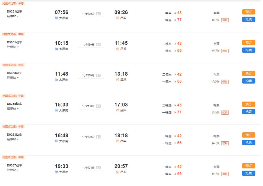 太原至吕梁动车票价出炉,太原至吕梁汾阳动车正式开行