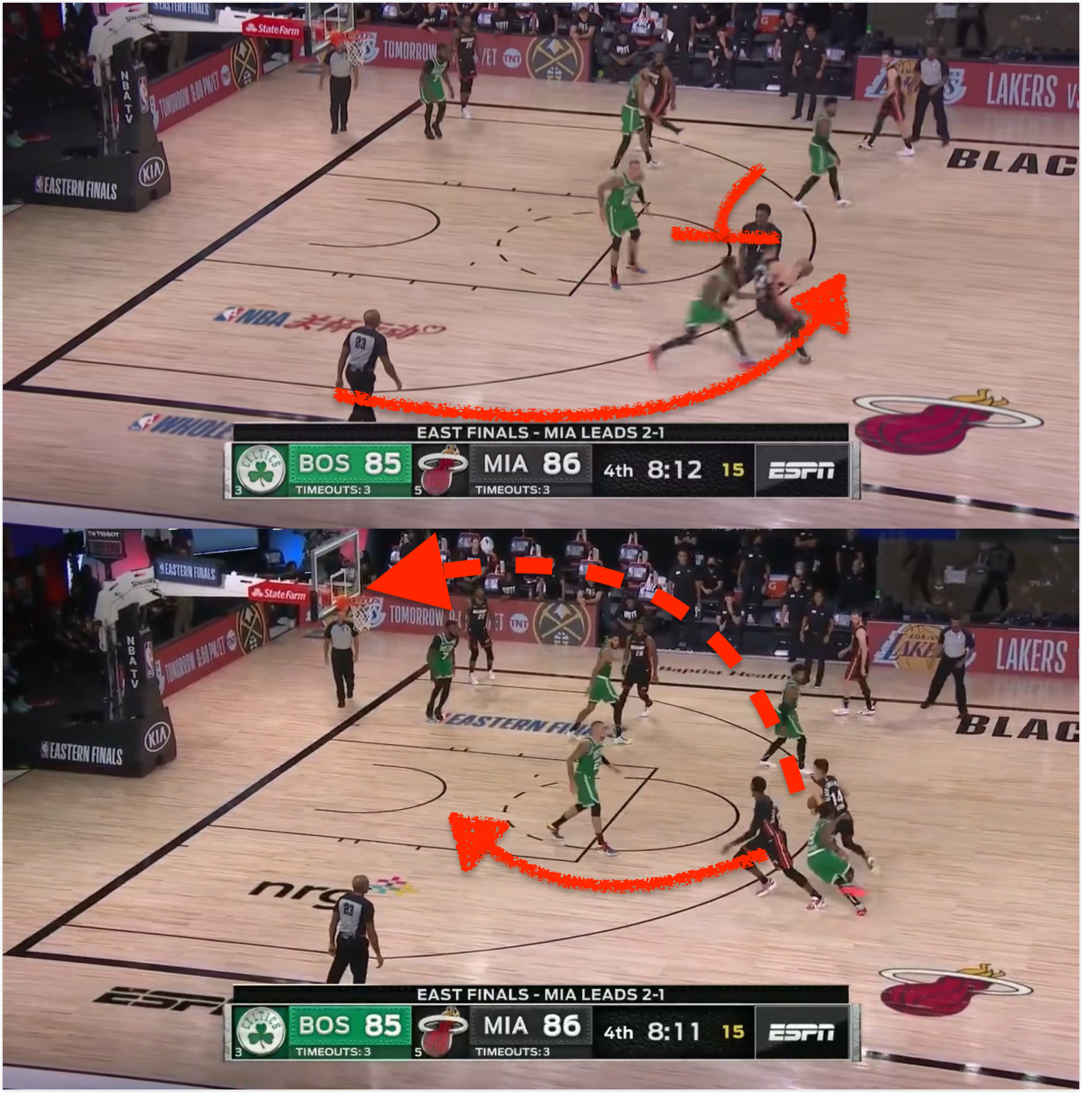 阿德巴约肘击绿军,阿德巴约最后几秒抢断约基奇