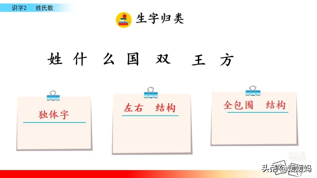 一年级下语文识字2姓氏歌,一年级下册语文姓氏歌练习题