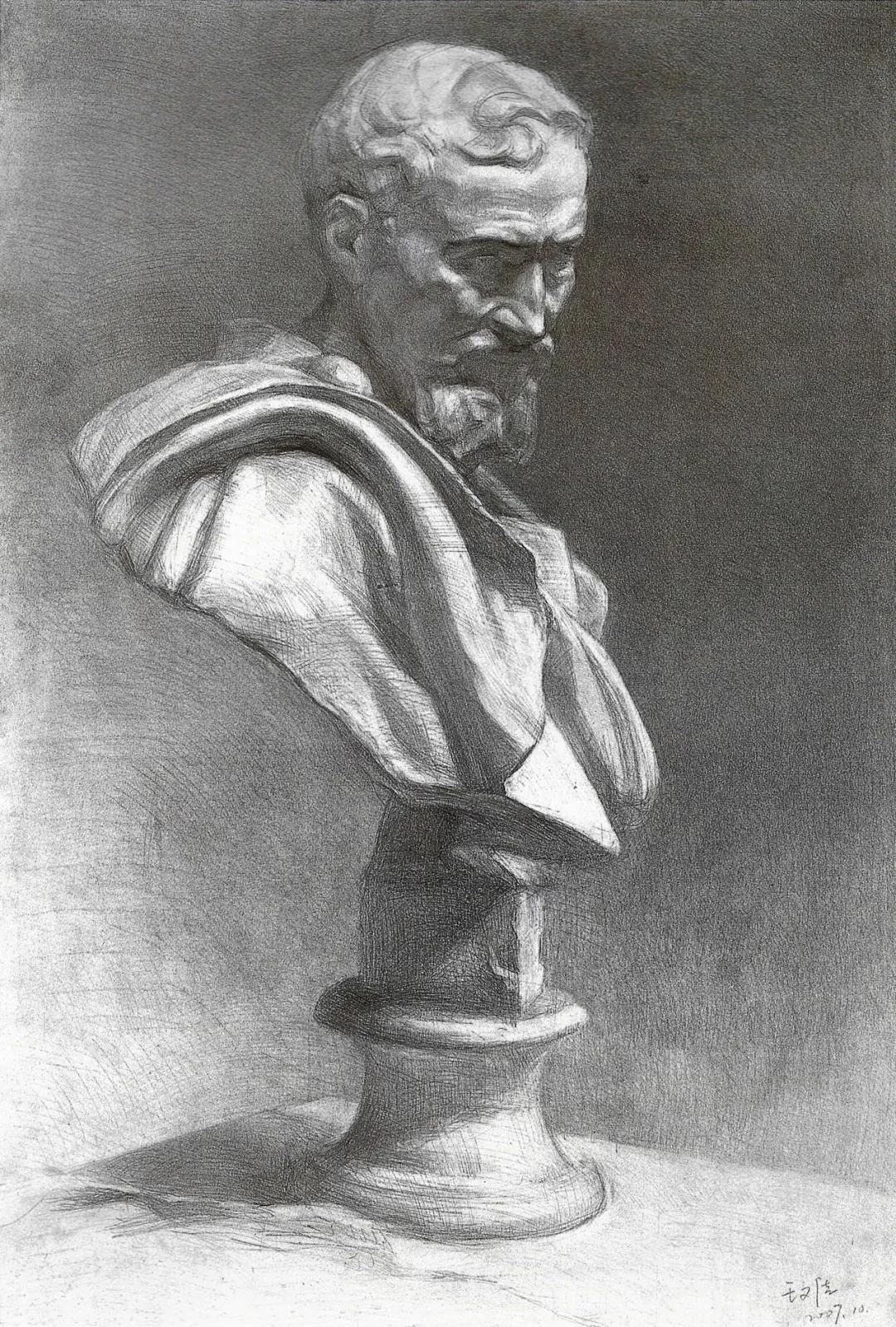 素描石膏像大师作品,石膏像名师