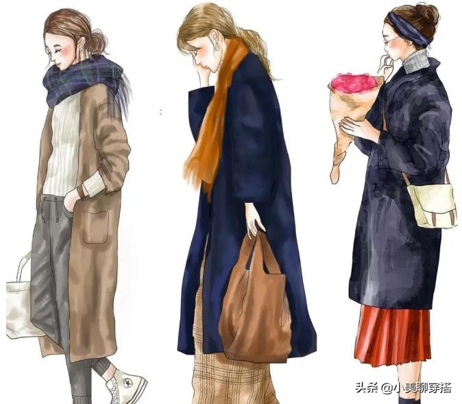 日系手绘春季穿搭,冬季穿搭没灵感40套超好看的搭配