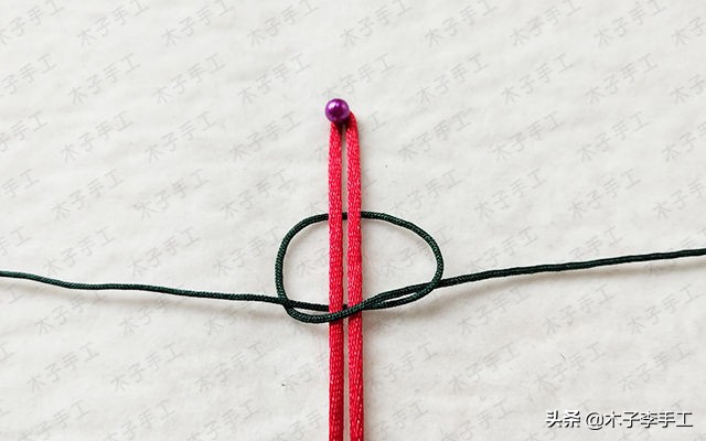 双向平结手链收尾串珠,花样平结串珠手链编织