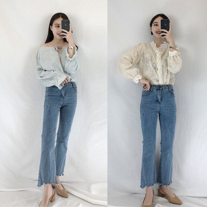 显瘦简约风单穿衬衫搭配牛仔裙,宽松衬衫配半身裙上演春的活力