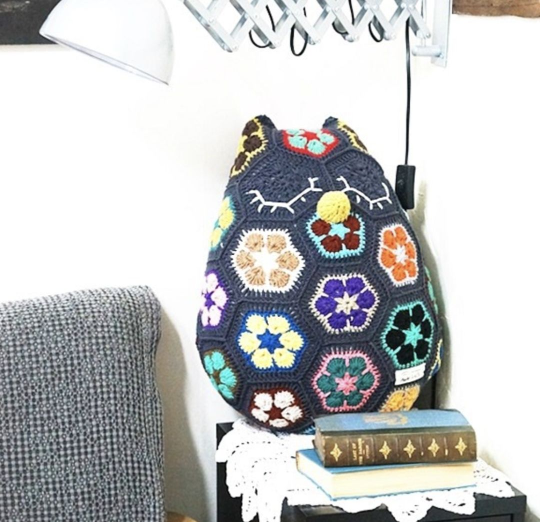 猫头鹰抱枕的编织教程,梦幻琉璃编织猫头鹰抱枕