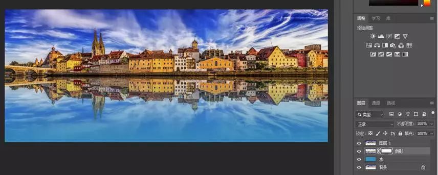 PS教程：“PS学得好，别墅靠大海”合成逼真水中倒影效果