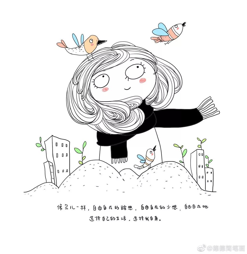 简单清新花卉的简笔画图片大全,唐老鸭简笔画可爱清新小女孩