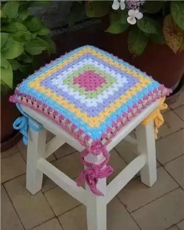 钩针汽车坐垫的编织教程,方形椅子坐垫钩针教程