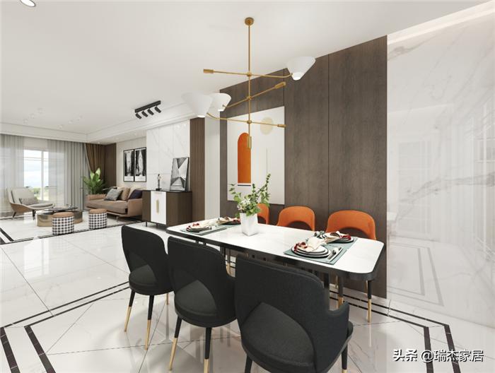 黑白对比层次分明，搭配木饰面格栅，给人一种简约纯净之美