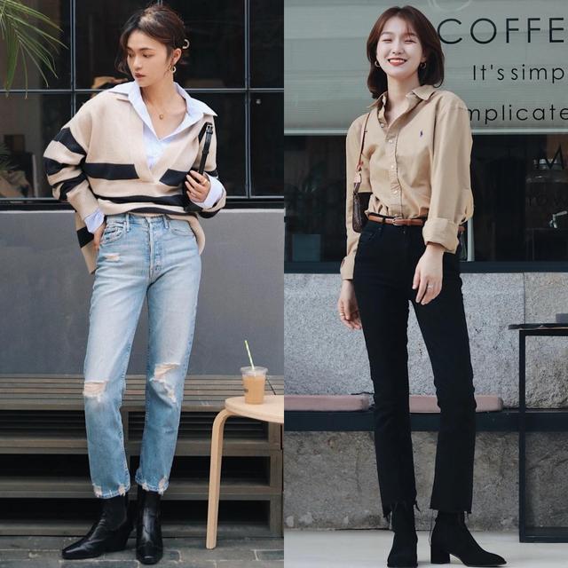 牛仔裤短靴秋冬搭配,30-40岁洋气女短靴搭牛仔裤