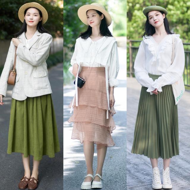 一条半身裙多种穿法夏季穿搭,穿半身裙该怎样穿搭