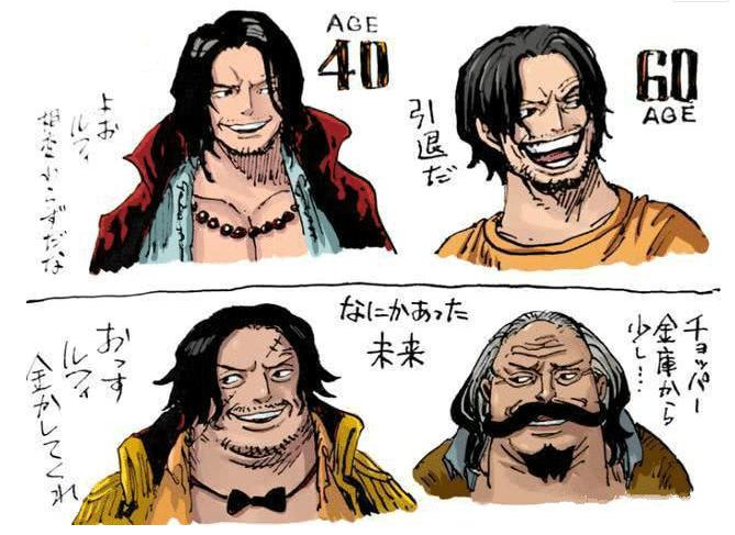 路飞索隆山治艾斯萨博娜美,当路飞老了以后