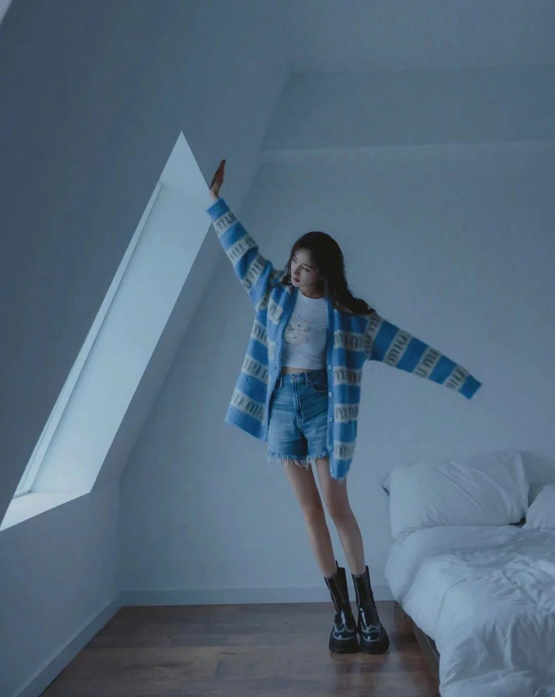 气质针织秋冬穿搭一整套,明星同款针织衫日常穿搭