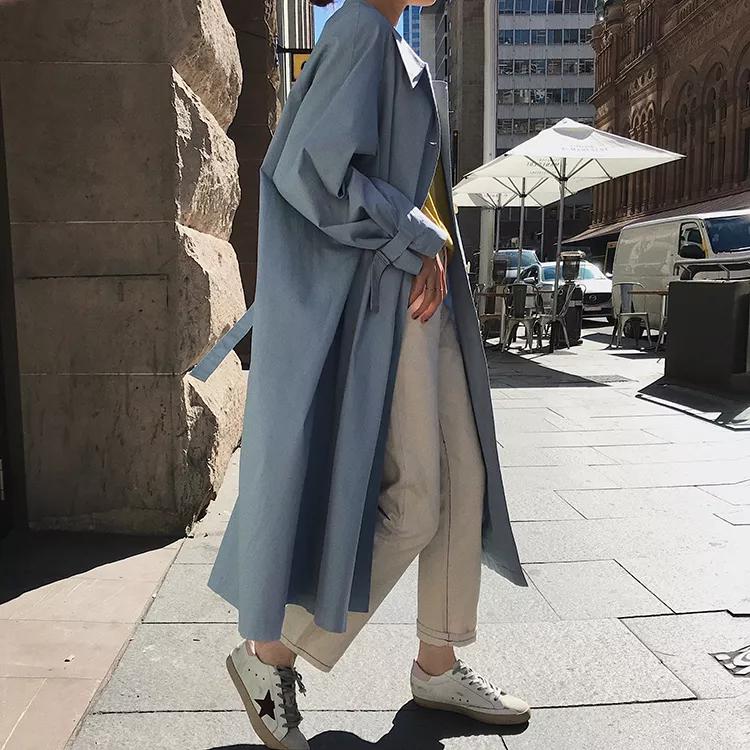 韩系欧尼风衣外套,韩国欧尼黑色大衣搭配