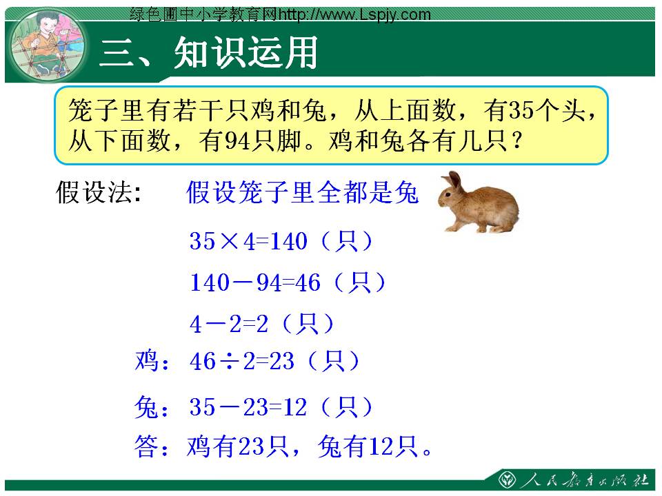 四年级数学广角鸡兔同笼教学设计,四年级数学广角鸡兔同笼有公式吗