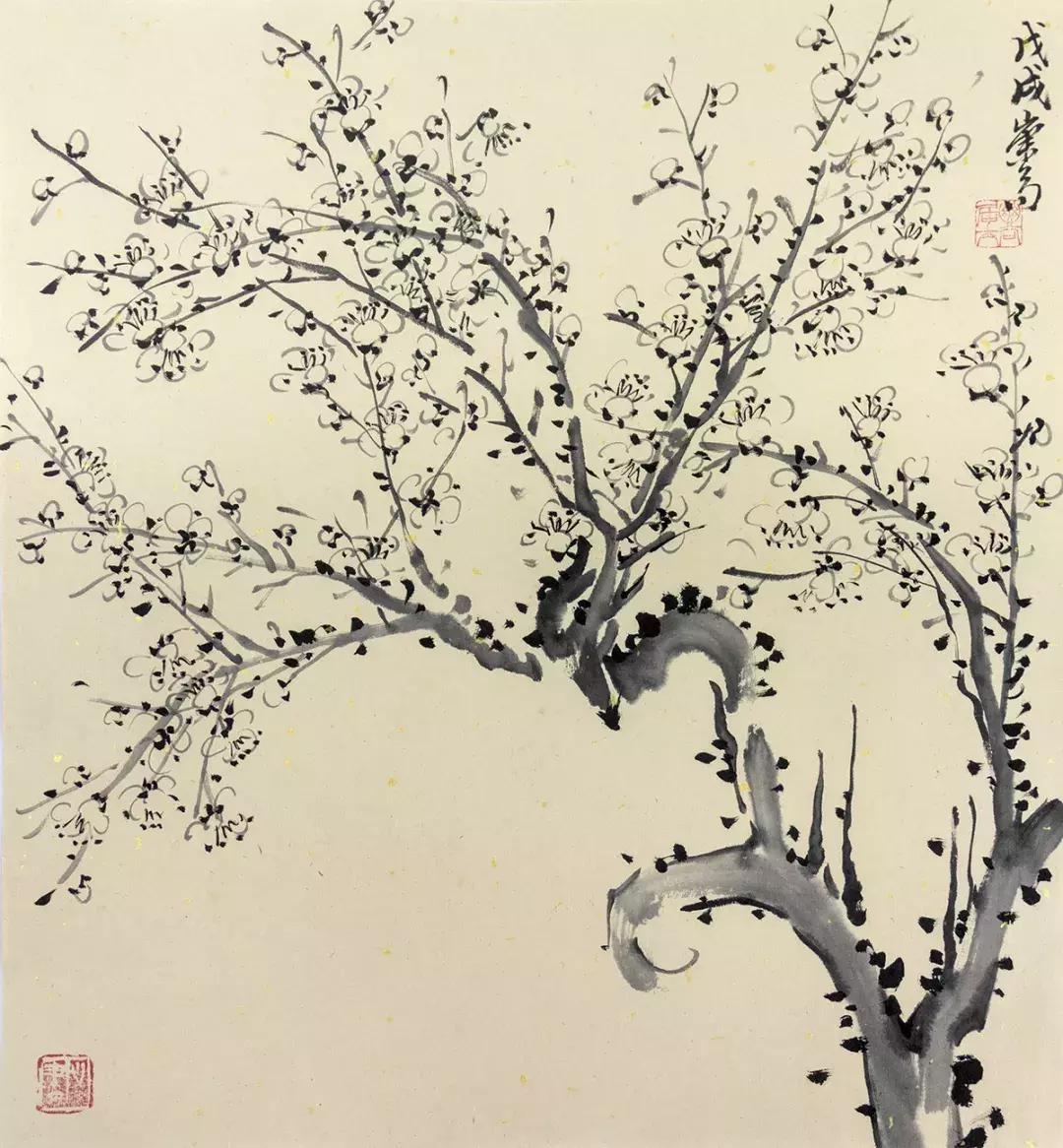 梅兰竹菊国画中的山石画法,梅兰竹菊国画写意教学视频