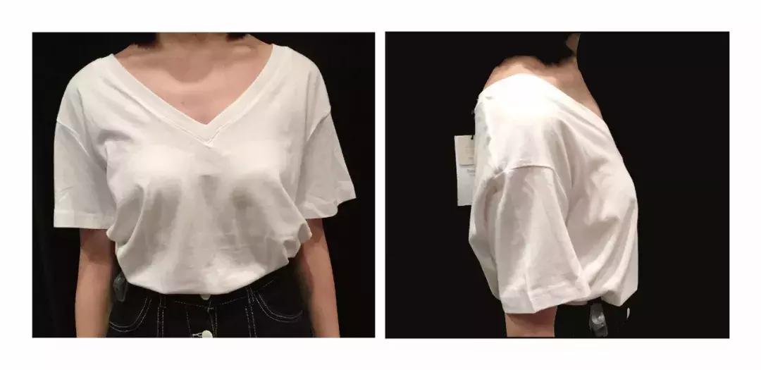 大小胸穿t恤对比,同款衣服平胸和胸大的对比