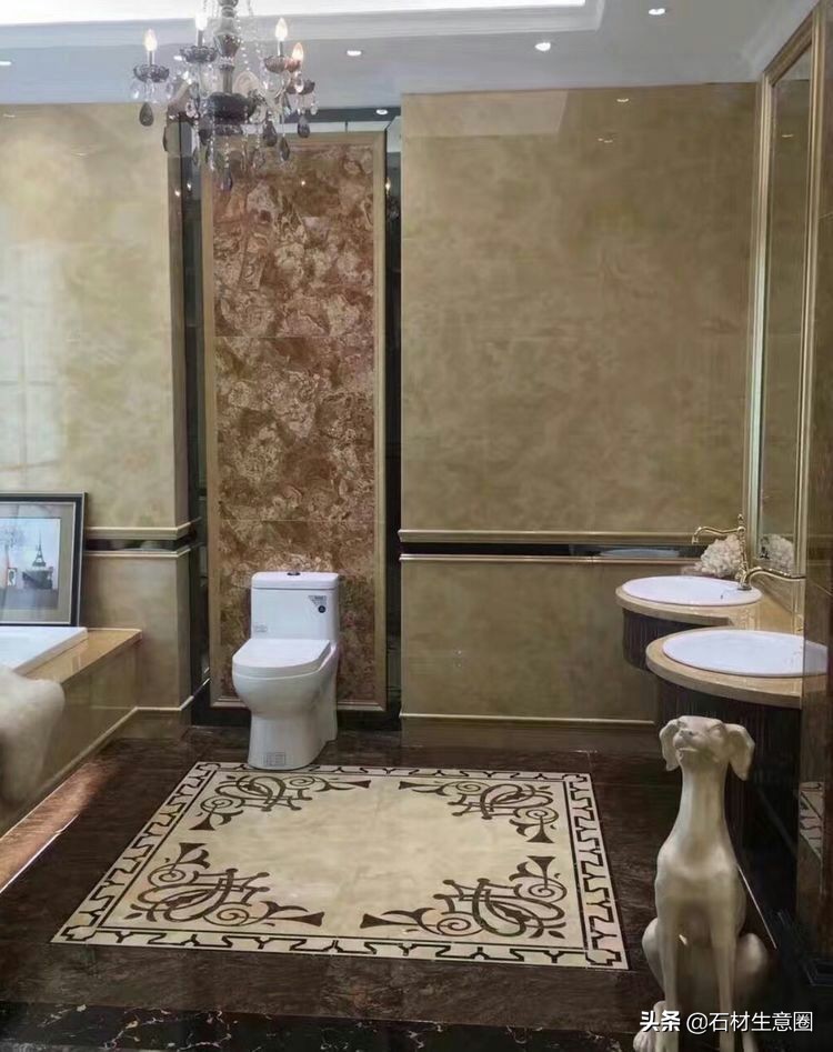 大理石地面水刀拼花效果图,100多平方水刀拼花图片