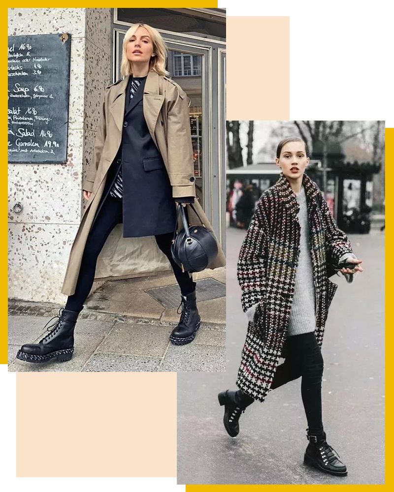 马丁靴+小黑裤,冬日保暖显高CP