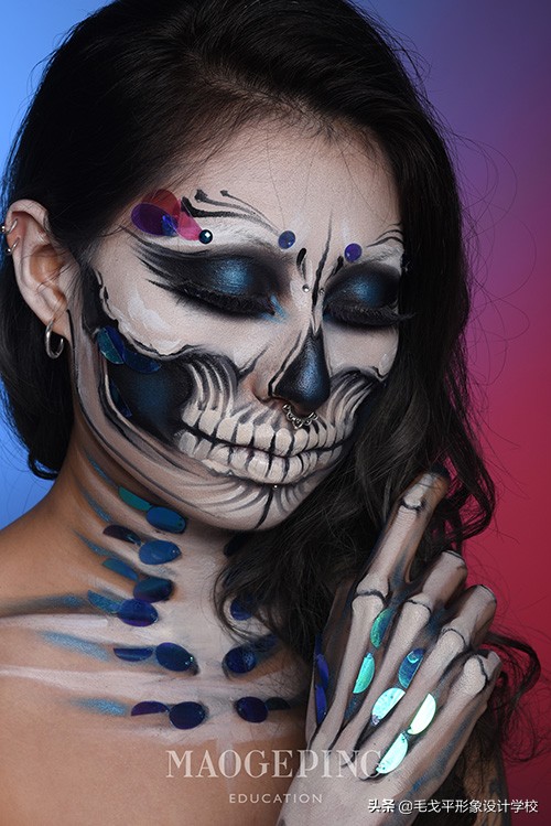 骷髅妆化妆技巧,骷髅妆个性化妆教程