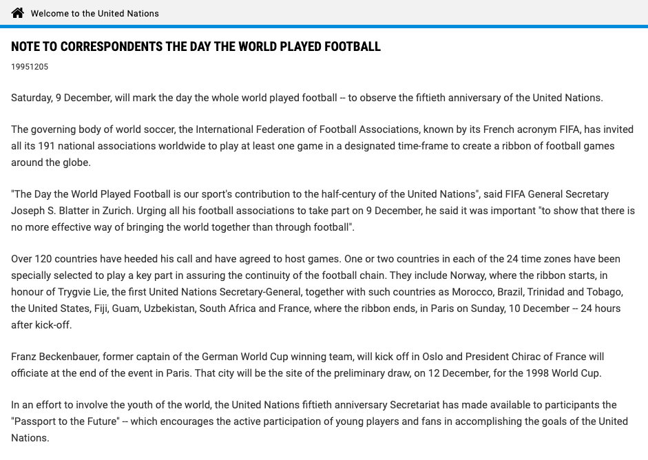 世界足球日由来,世界足球日的影响