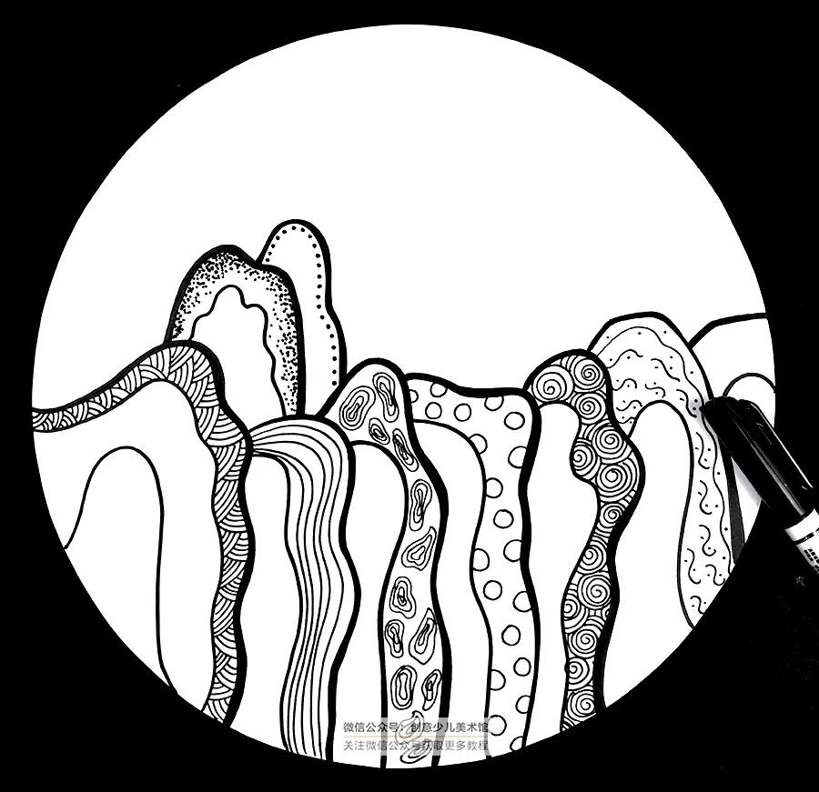 横看成岭侧成峰儿童画,倾斜构图装饰画怎么画