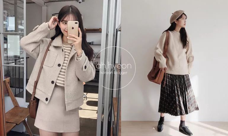 韩国冬季穿搭街拍模特,韩国ins网模穿搭
