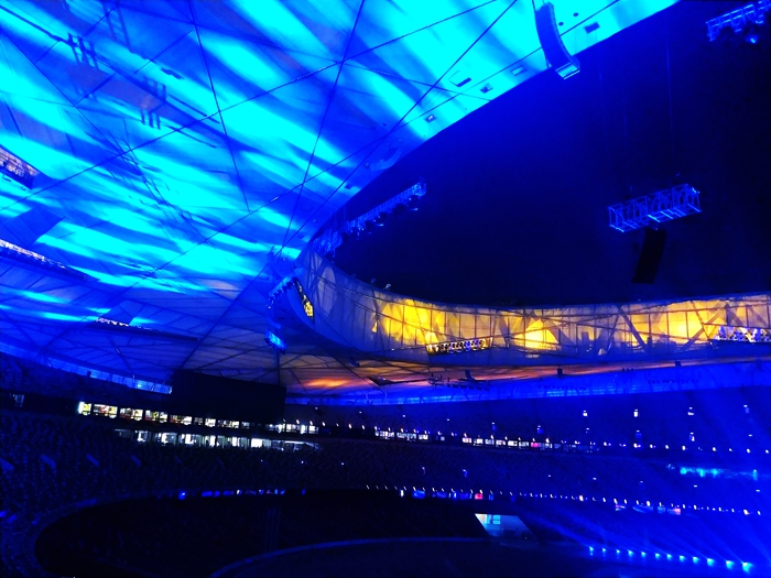 国家奥体中心灯光秀,鸟巢朝阳灯光节