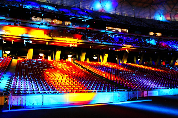 国家奥体中心灯光秀,鸟巢朝阳灯光节