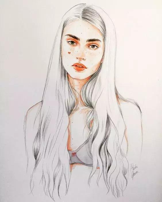 淡淡的彩铅插画，好迷人、性感