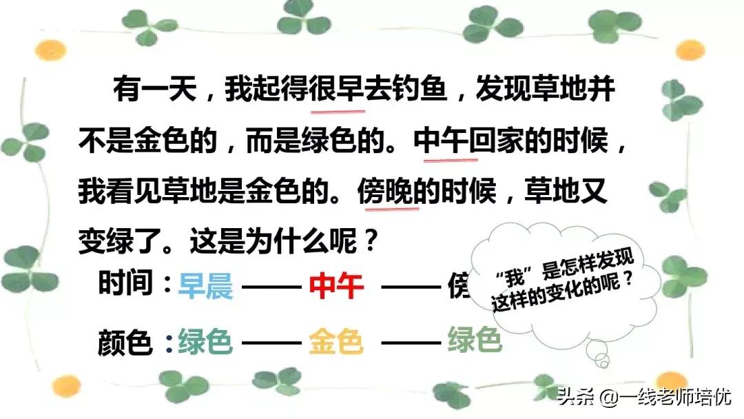 三年级语文金色的草地展现了什么,语文三年级上金色的草地课文讲解