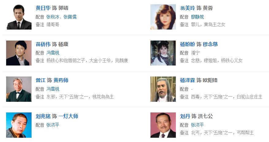 射雕英雄传的江南七侠,七个版本郭靖射雕