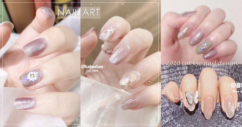 晶石猫眼美甲月牙光,绝美猫眼石美甲