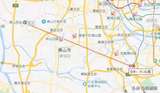 广佛环线佛山西至广州南站线路图,广佛环线佛山西站至广州南站站点