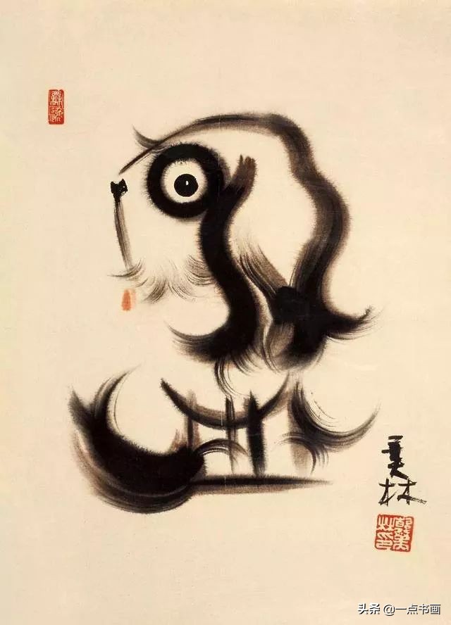 名家画狗速写作品欣赏,国画各种狗的画法