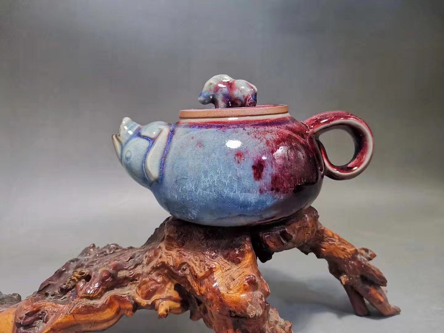 钧瓷瓷器窑变艺术,钧瓷大师贺文奇梅瓶