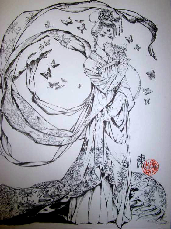 转手绘古风图片,汉服转手绘图片大全