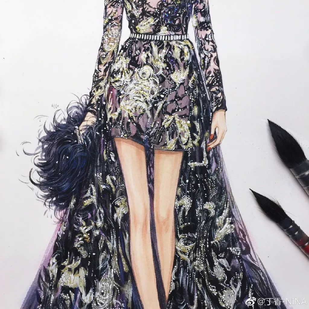 礼服怎么画好看仙气用彩铅,马克笔和彩铅裙子上色教程
