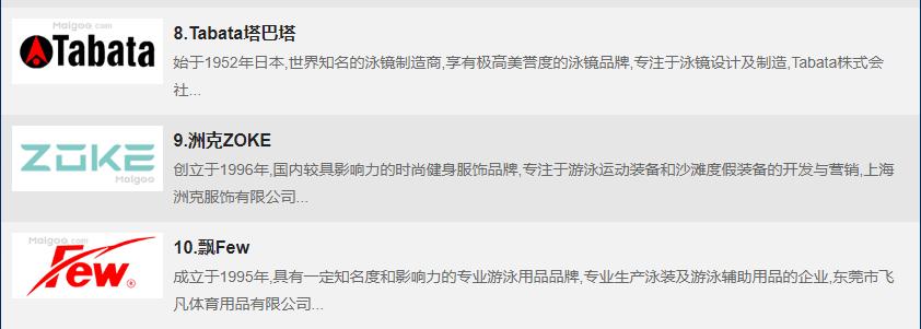 排名前十的泳镜品牌,什么品牌的泳镜比较好