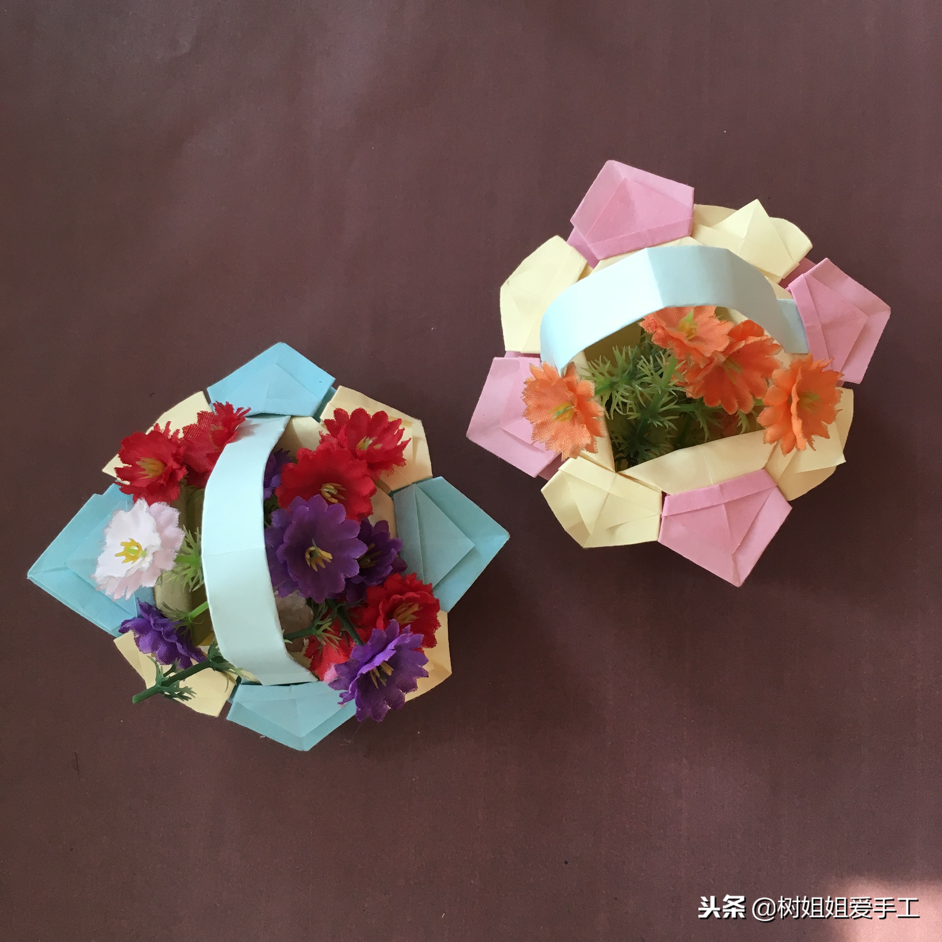 八角花篮手工制作折纸,八角小花篮折法