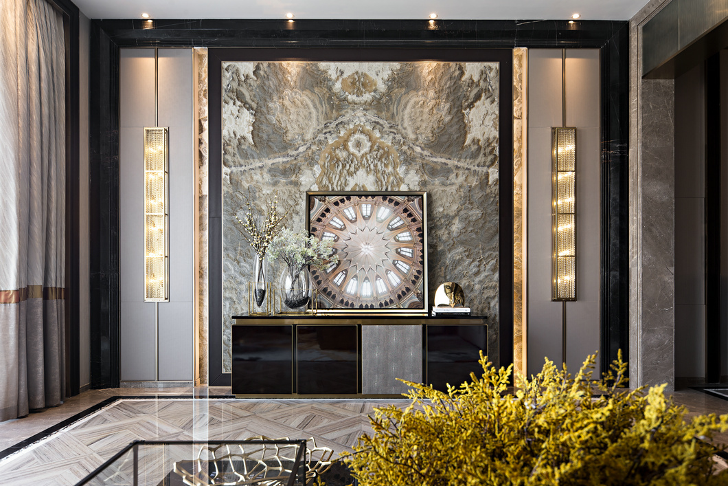 房子装修漂亮便捷的背景墙来啦,背景墙较短新中式效果图大全