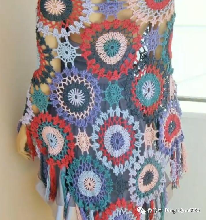 针织披肩作品,披肩花式围巾编织教程