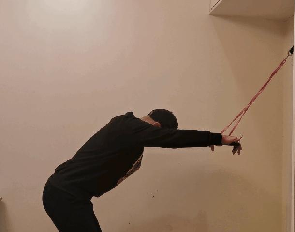 背阔肌和大臂肌的训练,弹力绳直臂下拉背阔肌