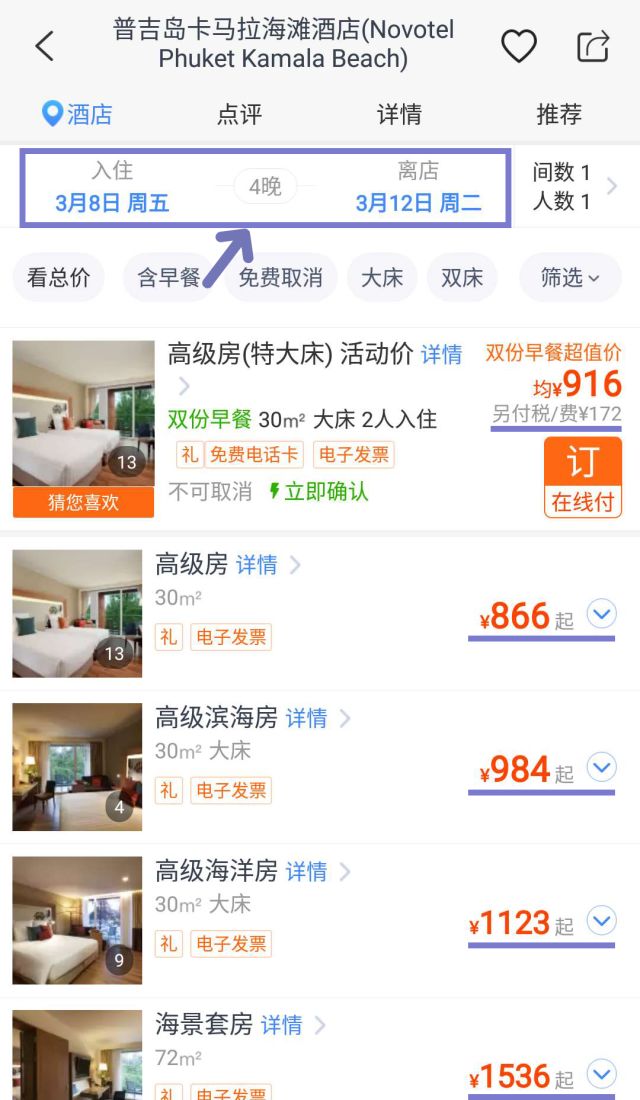 铂金海岸半山滨海度假村,卡马拉海湾全景