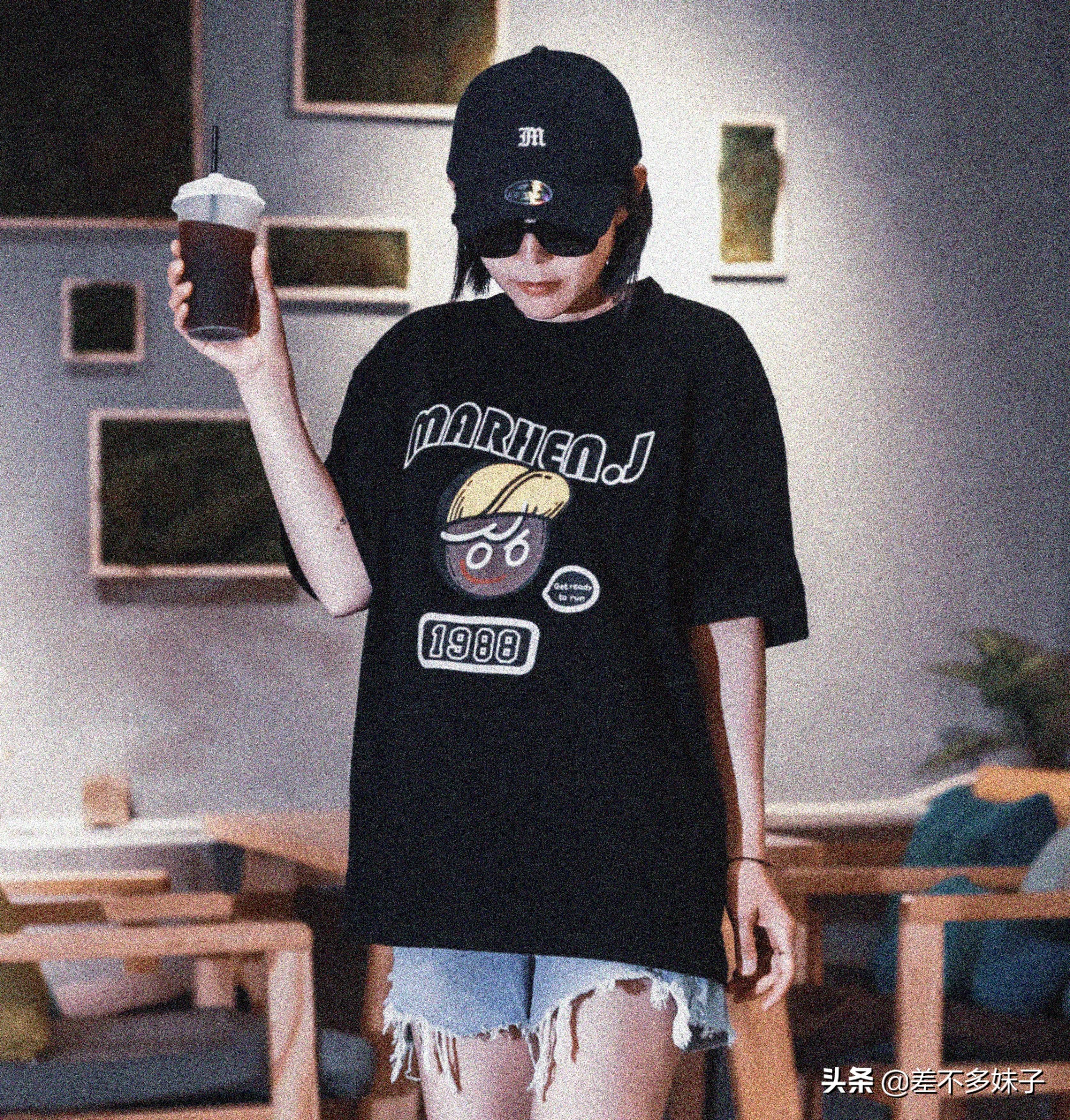 简约夏季宽松t恤ins潮牌,夏款韩系潮牌印花宽松大版t恤