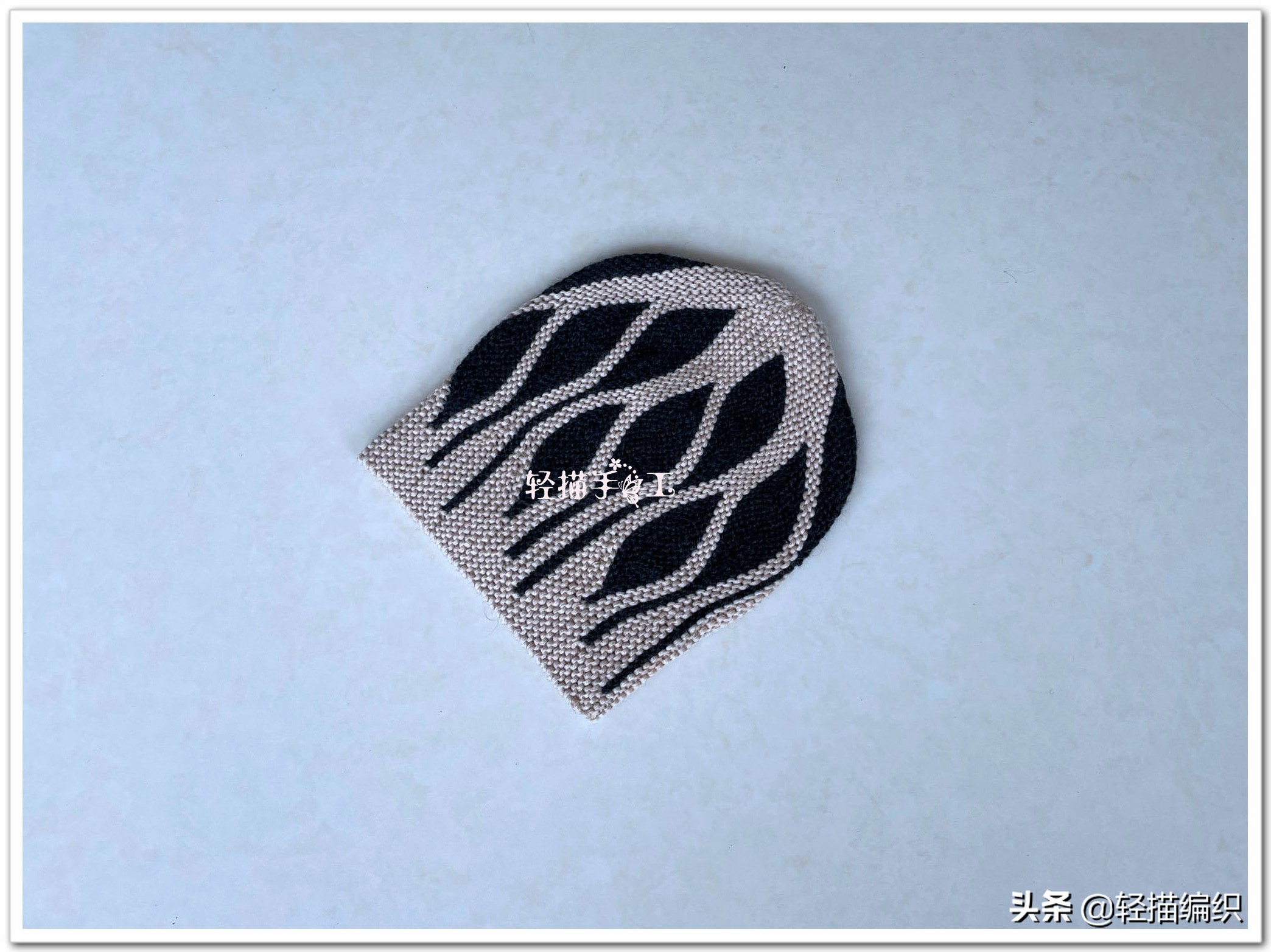 棒针花样帽子图片,达西妈妈双色叶子花帽子教程