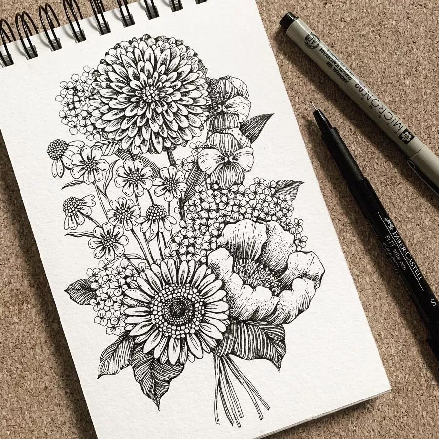 一看就懂的针管简笔画,针管笔入门手绘1000例临摹图